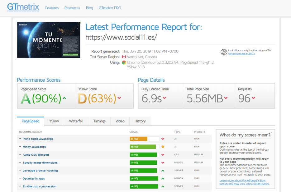 Existen muchas otras como GTMetrix o WebPagetest